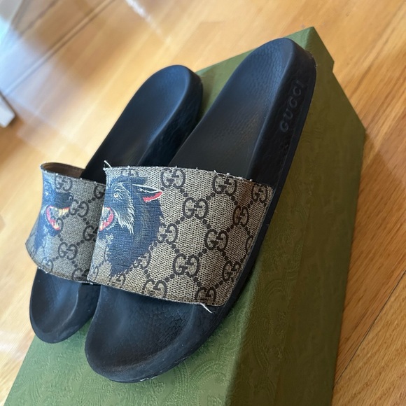 Gucci Kids Brown and Black Patterned Slide Sandals - Picture 3 of 4